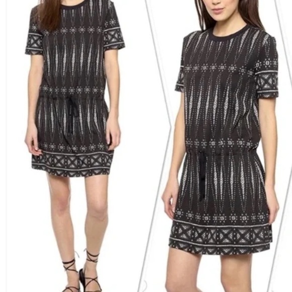 Tory Burch Bologan Knit Aztec Pima Cotton Drawstring Mini Shortsleeve Dress - Picture 16 of 16